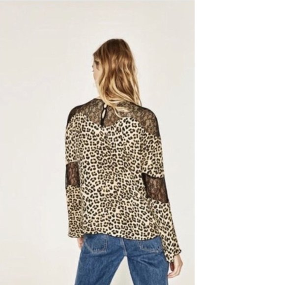 Zara leopard print and lace top, NWT, S - Picture 9 of 12